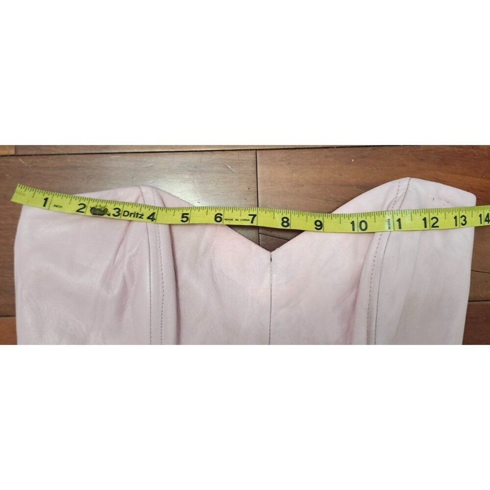 Vintage Pink Leather Strapless Dress Size 8 Mermaid Midi Genuine Leather USA - Picture 11 of 13